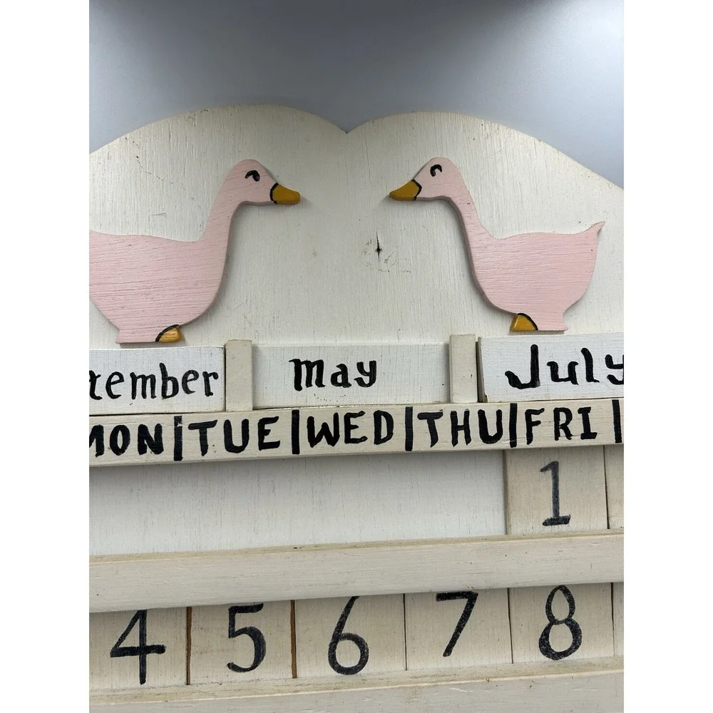 Vintage Goose Country Wooden Wood‎ Perpetual Calendar Cottage Core Incomplete